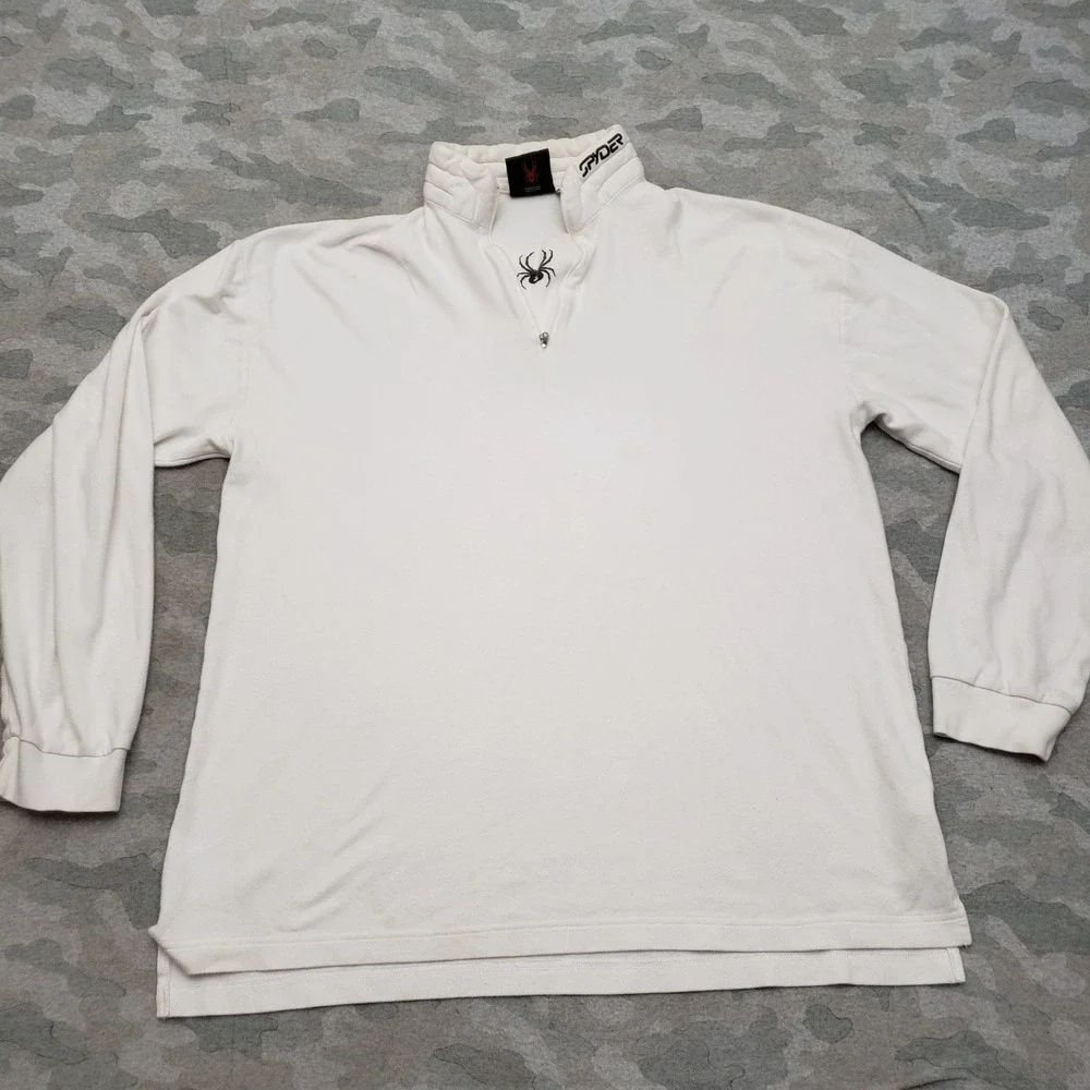 Vintage Spyder Shirt Mens XL White Y2k Quarter Zip Long Sleeve
